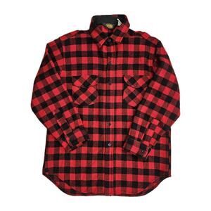 Vintage 80s Woolrich Woll Blend Flannel Men's Large Red Buffalo Plaid USA MADE
